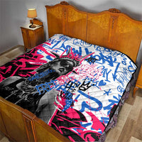 Statue of Liberty Graffiti Street Art Quilt America Text and 4th of July Theme in Red White and Blue Design - Wonder Print Shop
