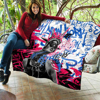 Statue of Liberty Graffiti Street Art Quilt America Text and 4th of July Theme in Red White and Blue Design - Wonder Print Shop