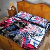 Statue of Liberty Graffiti Street Art Quilt Bed Set America Text and 4th of July Theme in Red White and Blue Design - Wonder Print Shop