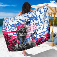 Statue of Liberty Graffiti Street Art Sarong America Text and 4th of July Theme in Red White and Blue Design - Wonder Print Shop