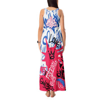 Statue of Liberty Graffiti Street Art Tank Maxi Dress America Text and 4th of July Theme in Red White and Blue Design - Wonder Print Shop