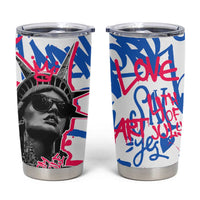 Statue of Liberty Graffiti Street Art Tumbler Cup America Text and 4th of July Theme in Red White and Blue Design - Wonder Print Shop