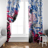 Statue of Liberty Graffiti Street Art Window Curtain America Text and 4th of July Theme in Red White and Blue Design - Wonder Print Shop