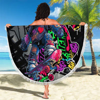 Teddy Bear Hip Hop Graffiti Street Art Beach Blanket Crown Shades and Colorful Spray Paint Design - Wonder Print Shop