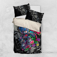 Teddy Bear Hip Hop Graffiti Street Art Bedding Set Crown Shades and Colorful Spray Paint Design - Wonder Print Shop