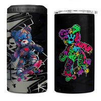 Teddy Bear Hip Hop Graffiti Street Art 4 in 1 Can Cooler Tumbler Crown Shades and Colorful Spray Paint Design - Wonder Print Shop
