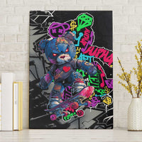 Teddy Bear Hip Hop Graffiti Street Art Canvas Wall Art Crown Shades and Colorful Spray Paint Design - Wonder Print Shop