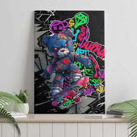 Teddy Bear Hip Hop Graffiti Street Art Canvas Wall Art Crown Shades and Colorful Spray Paint Design - Wonder Print Shop