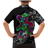 Teddy Bear Hip Hop Graffiti Street Art Family Matching Mermaid Dress and Hawaiian Shirt Crown Shades and Colorful Spray Paint Design - Wonder Print Shop