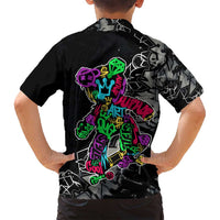 Teddy Bear Hip Hop Graffiti Street Art Family Matching Off Shoulder Maxi Dress and Hawaiian Shirt Crown Shades and Colorful Spray Paint Design - Wonder Print Shop