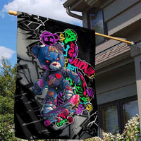 Teddy Bear Hip Hop Graffiti Street Art Garden Flag Crown Shades and Colorful Spray Paint Design - Wonder Print Shop