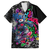 Teddy Bear Hip Hop Graffiti Street Art Hawaiian Shirt Crown Shades and Colorful Spray Paint Design - Wonder Print Shop