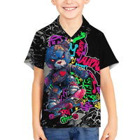 Teddy Bear Hip Hop Graffiti Street Art Hawaiian Shirt Crown Shades and Colorful Spray Paint Design - Wonder Print Shop