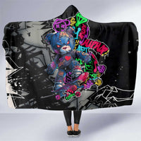 Teddy Bear Hip Hop Graffiti Street Art Hooded Blanket Crown Shades and Colorful Spray Paint Design - Wonder Print Shop