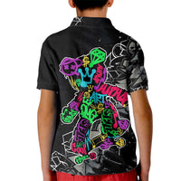 Teddy Bear Hip Hop Graffiti Street Art Kid Polo Shirt Crown Shades and Colorful Spray Paint Design - Wonder Print Shop