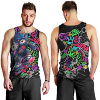 Teddy Bear Hip Hop Graffiti Street Art Men Tank Top Crown Shades and Colorful Spray Paint Design - Wonder Print Shop