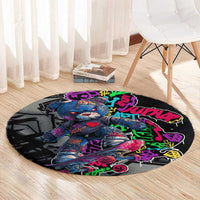 Teddy Bear Hip Hop Graffiti Street Art Round Carpet Crown Shades and Colorful Spray Paint Design - Wonder Print Shop