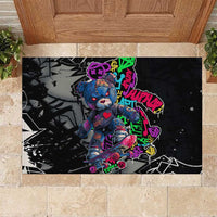 Teddy Bear Hip Hop Graffiti Street Art Rubber Doormat Crown Shades and Colorful Spray Paint Design - Wonder Print Shop