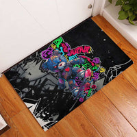 Teddy Bear Hip Hop Graffiti Street Art Rubber Doormat Crown Shades and Colorful Spray Paint Design - Wonder Print Shop