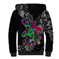 Teddy Bear Hip Hop Graffiti Street Art Sherpa Hoodie Crown Shades and Colorful Spray Paint Design - Wonder Print Shop
