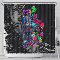 Teddy Bear Hip Hop Graffiti Street Art Shower Curtain Crown Shades and Colorful Spray Paint Design - Wonder Print Shop