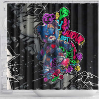 Teddy Bear Hip Hop Graffiti Street Art Shower Curtain Crown Shades and Colorful Spray Paint Design - Wonder Print Shop