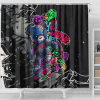Teddy Bear Hip Hop Graffiti Street Art Shower Curtain Crown Shades and Colorful Spray Paint Design - Wonder Print Shop