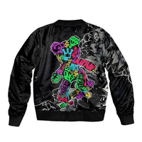 Teddy Bear Hip Hop Graffiti Street Art Sleeve Zip Bomber Jacket Crown Shades and Colorful Spray Paint Design - Wonder Print Shop