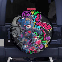 Teddy Bear Hip Hop Graffiti Street Art Spare Tire Cover Crown Shades and Colorful Spray Paint Design - Wonder Print Shop