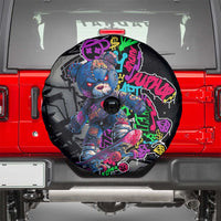 Teddy Bear Hip Hop Graffiti Street Art Spare Tire Cover Crown Shades and Colorful Spray Paint Design - Wonder Print Shop