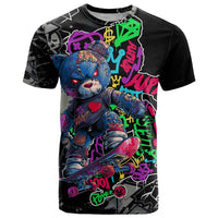 Teddy Bear Hip Hop Graffiti Street Art T Shirt Crown Shades and Colorful Spray Paint Design - Wonder Print Shop