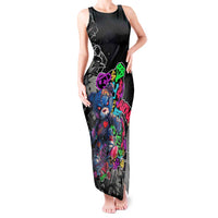 Teddy Bear Hip Hop Graffiti Street Art Tank Maxi Dress Crown Shades and Colorful Spray Paint Design - Wonder Print Shop