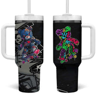 Teddy Bear Hip Hop Graffiti Street Art Tumbler With Handle Crown Shades and Colorful Spray Paint Design - Wonder Print Shop