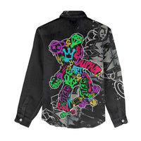 Teddy Bear Hip Hop Graffiti Street Art Women Casual Shirt Crown Shades and Colorful Spray Paint Design - Wonder Print Shop