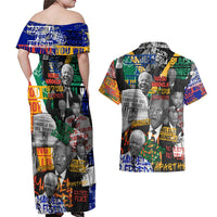 Nelson Mandela Couples Matching Off Shoulder Maxi Dress and Hawaiian Shirt Street Spray Art Recreating The Life Of A Great Man - Wonder Print Shop