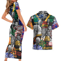 Nelson Mandela Couples Matching Short Sleeve Bodycon Dress and Hawaiian Shirt Street Spray Art Recreating The Life Of A Great Man - Wonder Print Shop