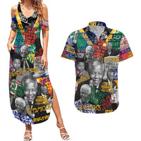 Nelson Mandela Couples Matching Summer Maxi Dress and Hawaiian Shirt Street Spray Art Recreating The Life Of A Great Man - Wonder Print Shop
