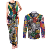 Nelson Mandela Couples Matching Tank Maxi Dress and Long Sleeve Button Shirt Street Spray Art Recreating The Life Of A Great Man - Wonder Print Shop