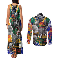 Nelson Mandela Couples Matching Tank Maxi Dress and Long Sleeve Button Shirt Street Spray Art Recreating The Life Of A Great Man - Wonder Print Shop