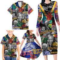 Nelson Mandela Family Matching Long Sleeve Bodycon Dress and Hawaiian Shirt Street Spray Art Recreating The Life Of A Great Man - Wonder Print Shop