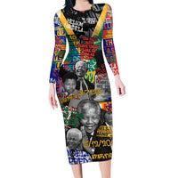 Nelson Mandela Family Matching Long Sleeve Bodycon Dress and Hawaiian Shirt Street Spray Art Recreating The Life Of A Great Man - Wonder Print Shop
