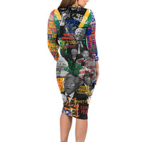 Nelson Mandela Family Matching Long Sleeve Bodycon Dress and Hawaiian Shirt Street Spray Art Recreating The Life Of A Great Man - Wonder Print Shop