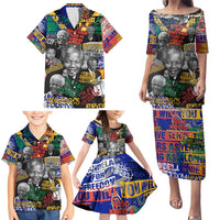 Nelson Mandela Family Matching Puletasi and Hawaiian Shirt Street Spray Art Recreating The Life Of A Great Man - Wonder Print Shop