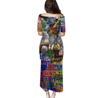 Nelson Mandela Family Matching Puletasi and Hawaiian Shirt Street Spray Art Recreating The Life Of A Great Man - Wonder Print Shop