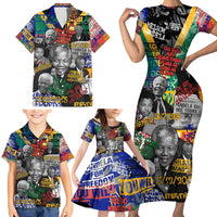 Nelson Mandela Family Matching Short Sleeve Bodycon Dress and Hawaiian Shirt Street Spray Art Recreating The Life Of A Great Man - Wonder Print Shop
