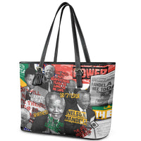 Nelson Mandela Leather Tote Bag Street Spray Art Recreating The Life Of A Great Man - Wonder Print Shop
