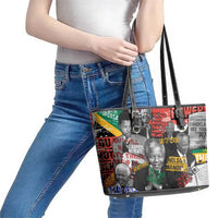 Nelson Mandela Leather Tote Bag Street Spray Art Recreating The Life Of A Great Man - Wonder Print Shop