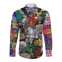 Nelson Mandela Long Sleeve Button Shirt Street Spray Art Recreating The Life Of A Great Man - Wonder Print Shop