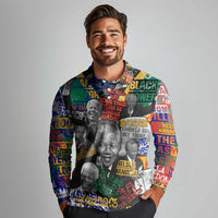 Nelson Mandela Long Sleeve Polo Shirt Street Spray Art Recreating The Life Of A Great Man - Wonder Print Shop