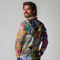 Nelson Mandela Long Sleeve Polo Shirt Street Spray Art Recreating The Life Of A Great Man - Wonder Print Shop